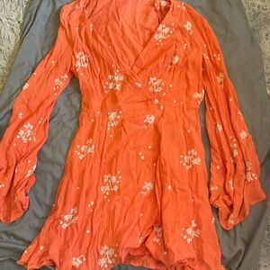 Free People Coral Long Sleeve Dress